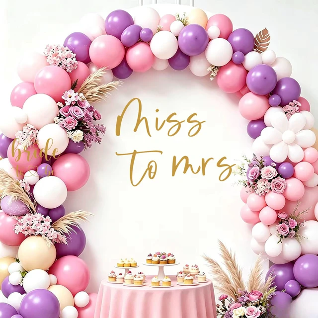 Alt view image 2 of 7 - Miss to Mrs Sign for Backdrop, Gold Miss to Mrs Decal Wall Sticker Banner for Balloon Arch, Bride to Be Bridal Shower Bachelorette Wedding Engagement Party Decorations (Not Balloon)