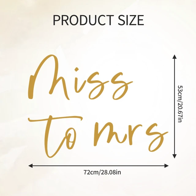 Alt view image 6 of 7 - Miss to Mrs Sign for Backdrop, Gold Miss to Mrs Decal Wall Sticker Banner for Balloon Arch, Bride to Be Bridal Shower Bachelorette Wedding Engagement Party Decorations (Not Balloon)