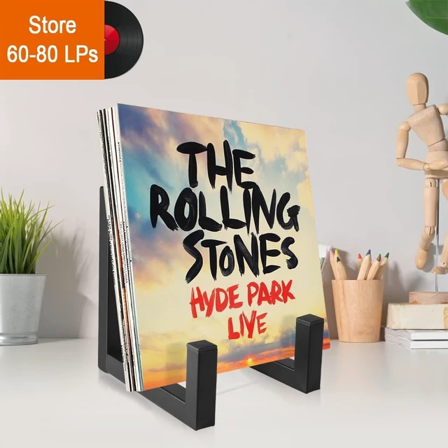 Alt view image 3 of 7 - Vinyl Record Storage Holder, Large 8" Black LP Record Holder Vinyl Display Rack Organizer for Albums, Metal Record Display Stand