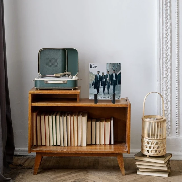 Alt view image 7 of 7 - Vinyl Record Storage Holder, Large 8" Black LP Record Holder Vinyl Display Rack Organizer for Albums, Metal Record Display Stand