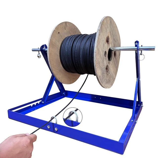 Alt view image 3 of 7 - Cable Reel Drum Roller Holder Wire Dispenser Cable Rack Fold Spool Holder Dispenser FOLD CABLE DRUM JACK BLUE