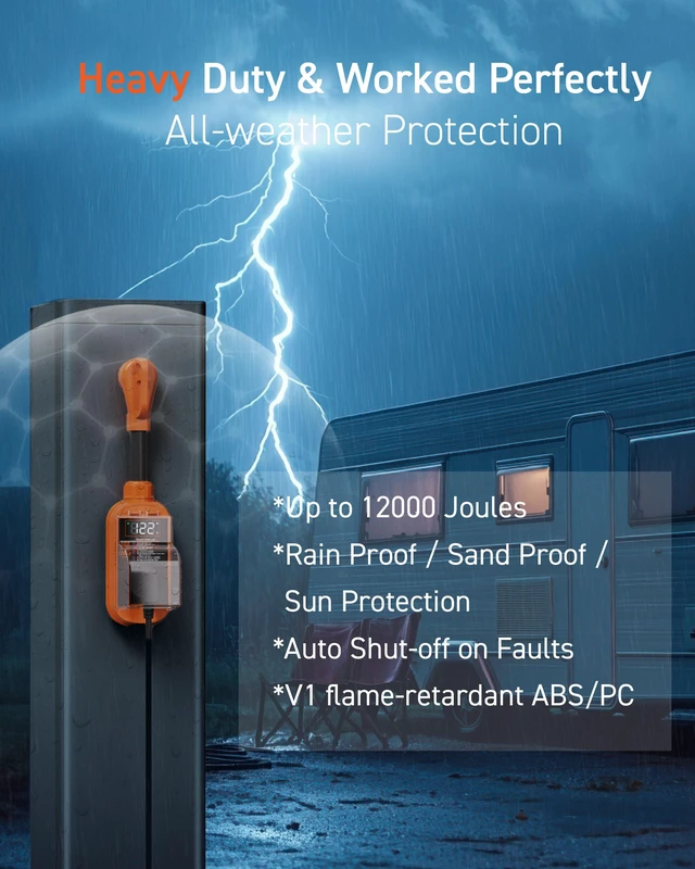 Alt view image 5 of 7 - RV Surge Protector with Smart LED Display, 50 amp 12000 Joules RV Circuit Analyzer - Camper Surge Protector with Waterproof Cover, RV Adapter Plug for CampersTravel Trailers50A