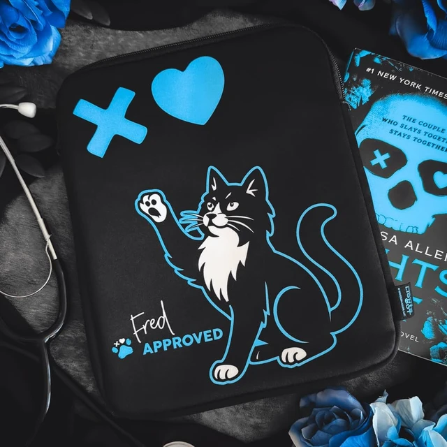 Alt view image 2 of 7 - Conquest Lights Out Fred Approved Book Sleeve Cover E-Reader & Tablet Cases, Back Pocket, Zipper Charm, Gifts for Dark Romance Readers, 8.5" x 11", Officially Licensed