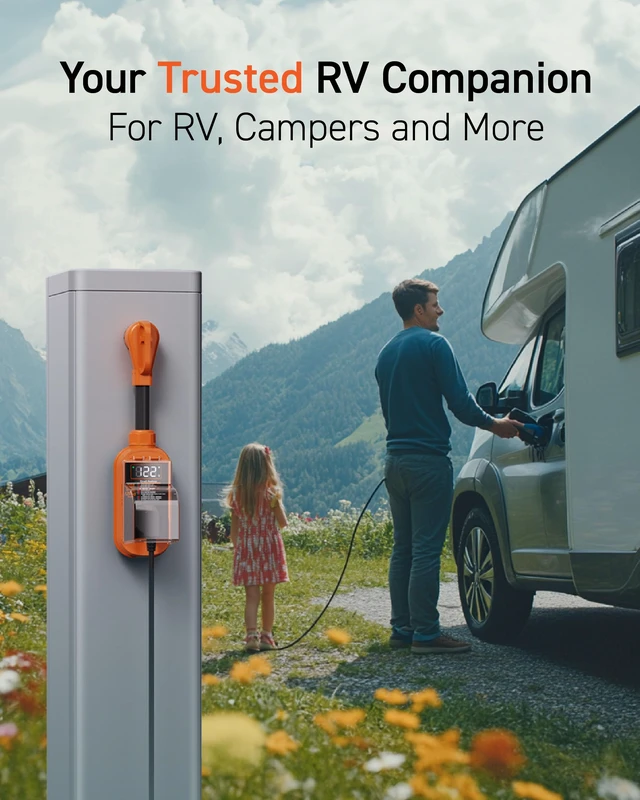 Alt view image 7 of 7 - RV Surge Protector with Smart LED Display, 50 amp 12000 Joules RV Circuit Analyzer - Camper Surge Protector with Waterproof Cover, RV Adapter Plug for CampersTravel Trailers50A