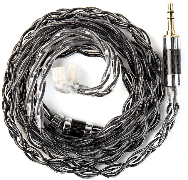 Main image of KBEAR Obsidian Black IEMs Cable, Graphene and 6N OCC Hybrid Conductor Earphone Upgraded Cable, Hi-Resolution HiFi Headphone Wire, 4 Strand 196-Core, 21AWG Braide Wire, 3.94ft/120cm (Black, QDC 3.5MM)