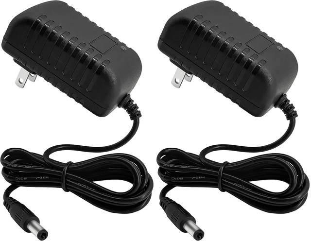 Main image of 9Volt DC Guitar Pedal Power Supply 2A Max 9 Volt Power Adapter DC 9V Power Cord with 5.5x2.1mm2.5mm Plug Center Negative for dc9v Guitar Pedal (Pack of 2)