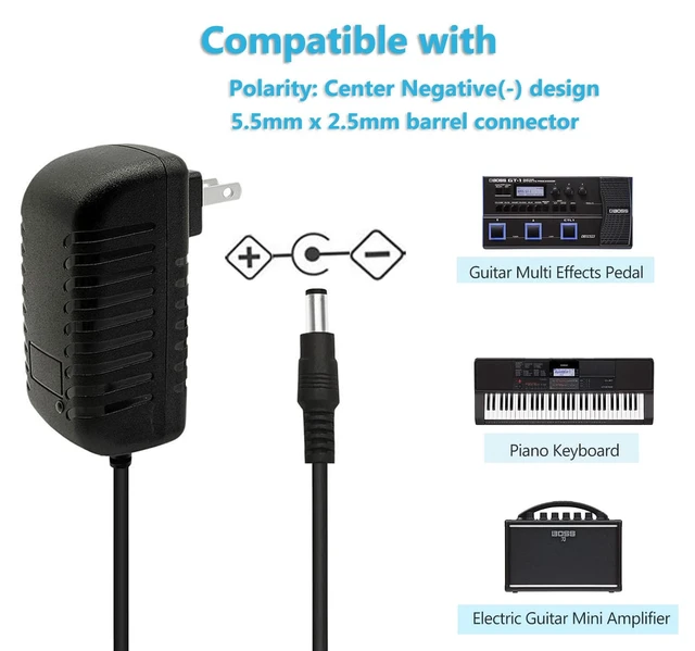 Alt view image 5 of 7 - 9Volt DC Guitar Pedal Power Supply 2A Max 9 Volt Power Adapter DC 9V Power Cord with 5.5x2.1mm2.5mm Plug Center Negative for dc9v Guitar Pedal (Pack of 2)