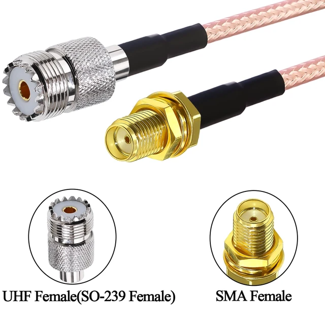 Alt view image 2 of 7 - 2PCS RG316 SMA to PL259 SO239 Coax Cable, SMA Female to UHF Female Coaxial Cable 6inch(15cm) CB Radio Pigtail Jumper Extension Cable for GPS, Antenna (Pack of 2)