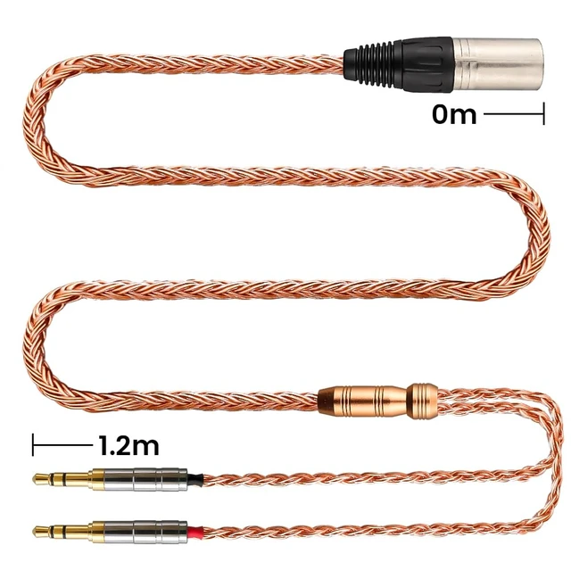 Alt view image 2 of 6 - XIUSHAOT Replacement Cable for Hifiman SUNDARA Ananda,Upgrade Cable for Hifiman HE4XX/HE-400i/HE560/HE-350/HE1000 Headphone 2.5mm/3.5mm/4.4mm to Dual 3.5mm (Copper, 4 Pin XLR Male)
