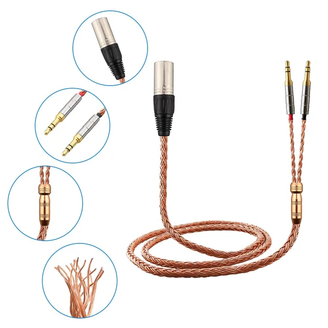 Alt view image 6 of 6 - XIUSHAOT Replacement Cable for Hifiman SUNDARA Ananda,Upgrade Cable for Hifiman HE4XX/HE-400i/HE560/HE-350/HE1000 Headphone 2.5mm/3.5mm/4.4mm to Dual 3.5mm (Copper, 4 Pin XLR Male)