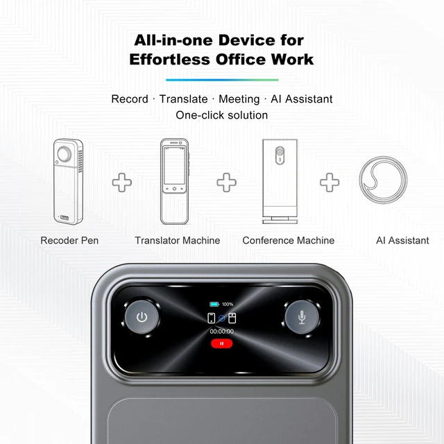 Alt view image 7 of 7 - AI Voice Recorder Pocket 16GB Dual Mic 118+ Languages Transcription AI Note Taking Device, Meeting Recorder, AI Note Taker, Dual Microphone, APP Control,iOS & Android Compatible