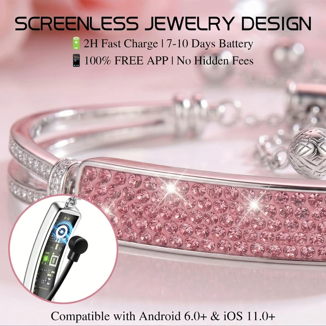 Alt view image 6 of 7 - Smart Bracelet for Women, Step Counter Fitness Tracker Jewelry Bracelet Design, Step Counter, Sleep Tracking, 1ATM Water Resistant, Multi-Sport Modes, No Subscription, 2 Bands