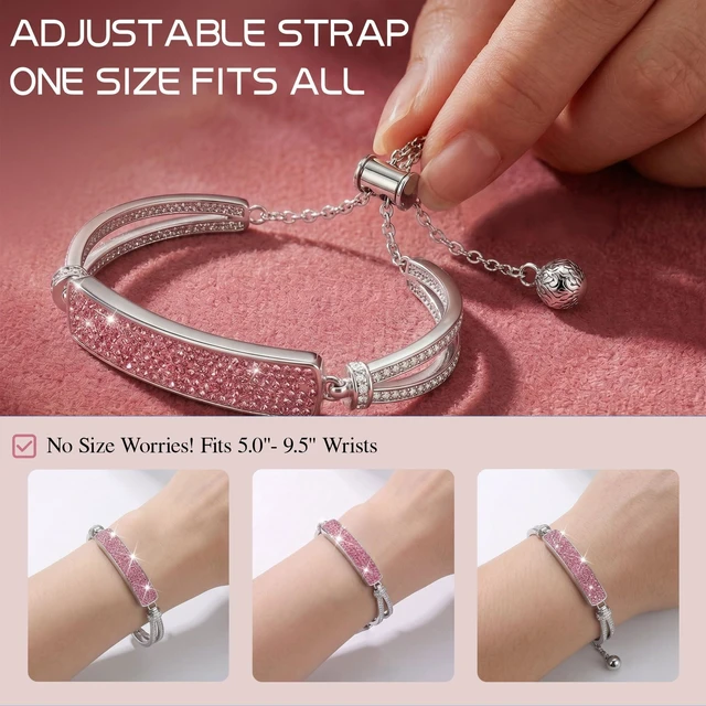 Alt view image 7 of 7 - Smart Bracelet for Women, Step Counter Fitness Tracker Jewelry Bracelet Design, Step Counter, Sleep Tracking, 1ATM Water Resistant, Multi-Sport Modes, No Subscription, 2 Bands