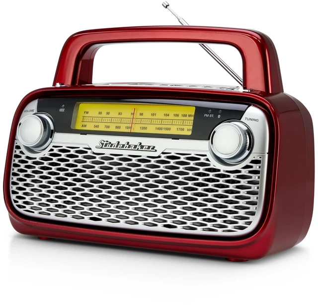 Main image of SB2006 Bluetooth Speaker with AM/FM Portable Radio Bluetooth Streaming, Rechargeable Battery, and High Power (Red)