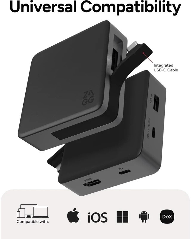 Alt view image 3 of 6 - 4-Port Hub - Versatile USB-C PD, USB-A HDMI Adapter High-Speed Charging & 4K Display Support, Compact for Travel, Compatible with Windows, macOS, iPadOS, ChromeOS, Android