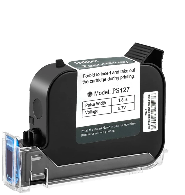Main image of Original 42ml Black Quick Dry Solvent Ink Cartridge Replacement PS127 for 0.5inch/12.7mm Handheld Inkjet Printers P15 / P16 / P18 and 0.5-inch Mini Inkjet Printer (PS127 Cartridge)