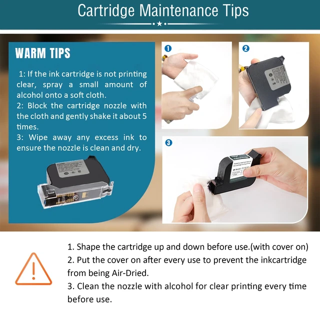 Alt view image 6 of 7 - Original 42ml Black Quick Dry Solvent Ink Cartridge Replacement PS127 for 0.5inch/12.7mm Handheld Inkjet Printers P15 / P16 / P18 and 0.5-inch Mini Inkjet Printer (PS127 Cartridge)