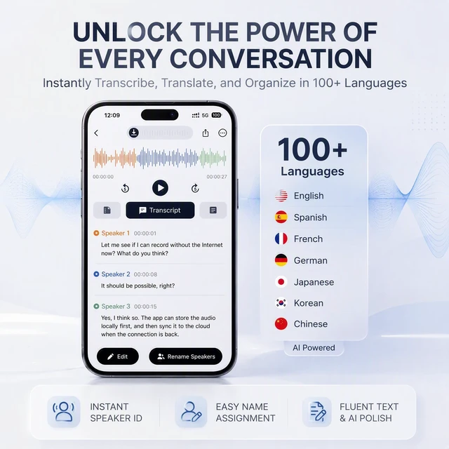 Alt view image 5 of 7 - AI Voice Recorder with Transcribe & Summarize for Calls, Meetings & Study AI Note Taker for Professionals & Teams, 100+ Languages, 360° Magnetic Phone Stand, 1TB Cloud Multi-Device Sync