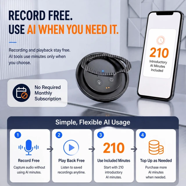 Alt view image 7 of 7 - AI Voice Recorder with Transcribe & Summarize for Calls, Meetings & Study AI Note Taker for Professionals & Teams, 100+ Languages, 360° Magnetic Phone Stand, 1TB Cloud Multi-Device Sync