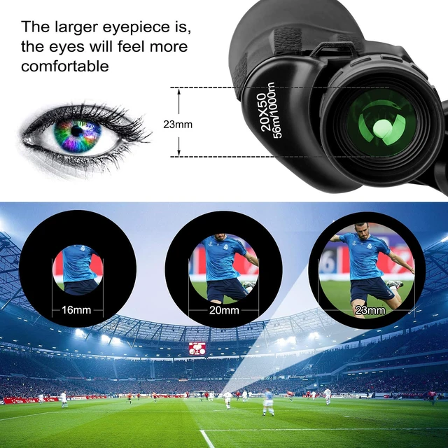 Alt view image 2 of 7 - 20x50 High Power Binoculars for Adults with Smartphone Adapter, HD Professional/Daily Waterproof Compact Binoculars for Bird Watching Hiking Concert Travel with BAK4 Prism FMC Lens, Black