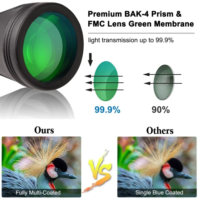Alt view image 3 of 7 - 20x50 High Power Binoculars for Adults with Smartphone Adapter, HD Professional/Daily Waterproof Compact Binoculars for Bird Watching Hiking Concert Travel with BAK4 Prism FMC Lens, Black
