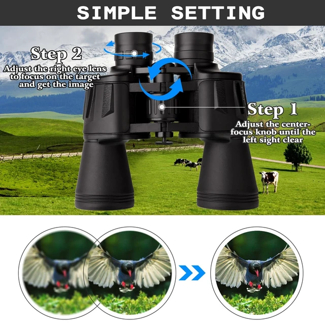 Alt view image 7 of 7 - 20x50 High Power Binoculars for Adults with Smartphone Adapter, HD Professional/Daily Waterproof Compact Binoculars for Bird Watching Hiking Concert Travel with BAK4 Prism FMC Lens, Black