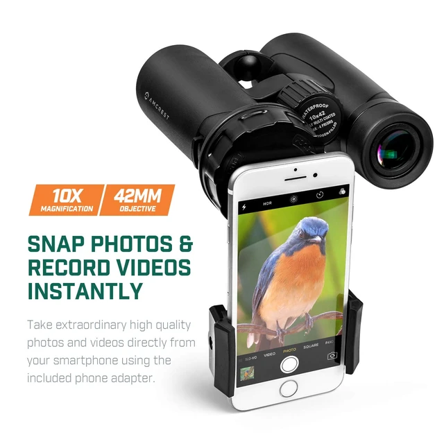 Alt view image 3 of 6 - 10x42 Roof Prism Binoculars for Adults, HD Professional Binoculars for Bird Watching, Travel, Stargazing, Hunting, Concerts, Sports, BAK-4 Prisms, Smart Phone Adaptor for Photography