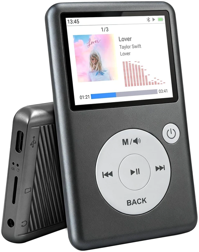 Main image of MP3 Player with Bluetooth 5.3, HiFi Lossless Sound, Click Wheel Portable Music Player for Kids and Adults, FM Radio, Voice Recorder, Video, 8GB Built-in Expandable to 128GB Black