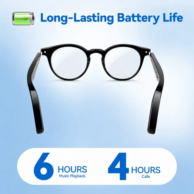 Alt view image 6 of 7 - AI Smart Glasses with AI Voice Assistant & Real-Time Translation Powered By Auro AI, Lightweight TR90, Bluetooth 5.4 Audio, Photochromic Lenses, 134mm Fit & Stylish Design for Women & Men