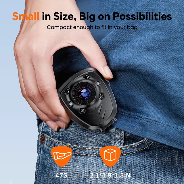 Alt view image 2 of 7 - Z12 Mini Body Camera-1080P Wearable Camera with Audio, 5-Hour Battery, Clip & Strap Included, Night Vision Small Body Cam for Civilians, Delivery, Daily Recording, Personal Safety (256GB)