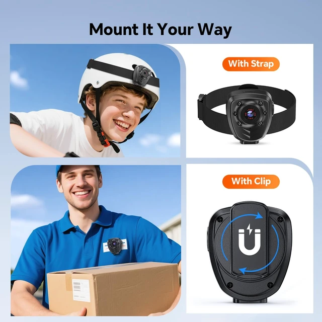 Alt view image 7 of 7 - Z12 Mini Body Camera-1080P Wearable Camera with Audio, 5-Hour Battery, Clip & Strap Included, Night Vision Small Body Cam for Civilians, Delivery, Daily Recording, Personal Safety (256GB)