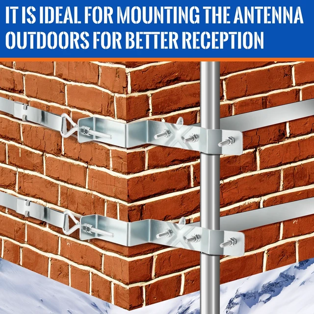Alt view image 3 of 6 - Z-Type Chimney Antenna Mounting Kit, 12 ft Straps Bolts and Clamps Adjustable Heavy Duty Galvanized Steel Straps & Hardware, Through The Roof Chimney Kit up to 12 Feet in Diameter, TV Antenna