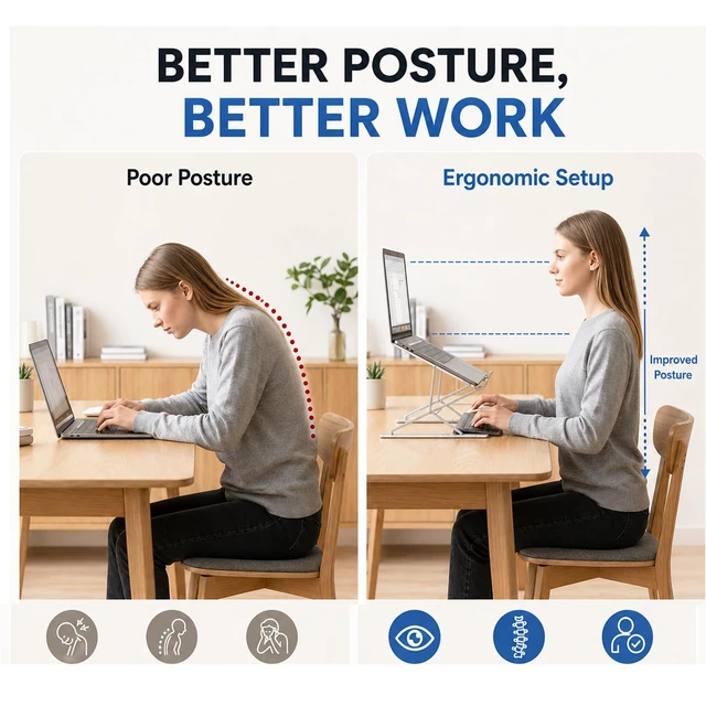 Alt view image 7 of 7 - Adjustable Foldable Portable Laptop Stand for Desk Gray Computer stand;Portable notebook riser; foldable computer holder for 1015 inch devices