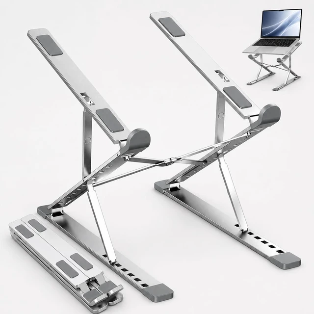 Main image of Adjustable Foldable Portable Laptop Stand for Desk Silver Computer stand;Portable notebook riser; foldable computer holder for 1015 inch devices