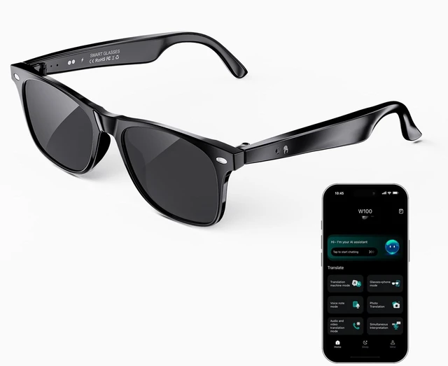 Main image of AI Smart Glasses, Translation Glasses with Chat GPT and 164 Languages Sunglasses with Polarized Lens, Music Playback & Hands-Free Calls, UV & Blue Light Protection for Women and Men