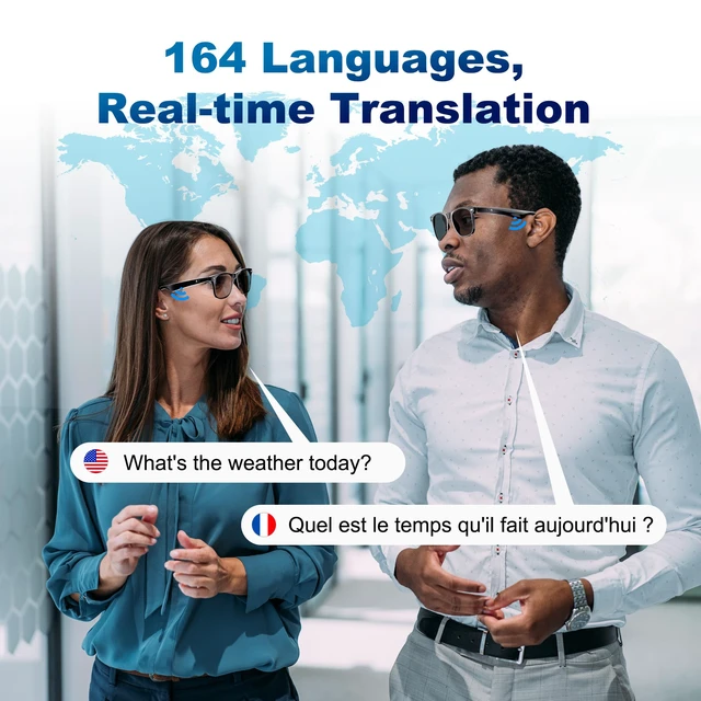 Alt view image 4 of 7 - AI Smart Glasses, Translation Glasses with Chat GPT and 164 Languages Sunglasses with Polarized Lens, Music Playback & Hands-Free Calls, UV & Blue Light Protection for Women and Men