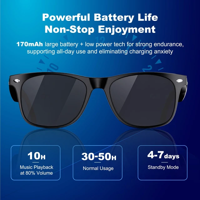 Alt view image 6 of 7 - AI Smart Glasses, Translation Glasses with Chat GPT and 164 Languages Sunglasses with Polarized Lens, Music Playback & Hands-Free Calls, UV & Blue Light Protection for Women and Men