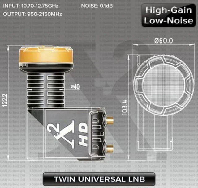 Alt view image 6 of 7 - Twin Output KU Band LNB High Gain Universal Ku Band Dual Output Hd Lnbf Two Connect LNBFFTA for Free tv Antenna Universal LNB Dual, Twin Low Noise Block