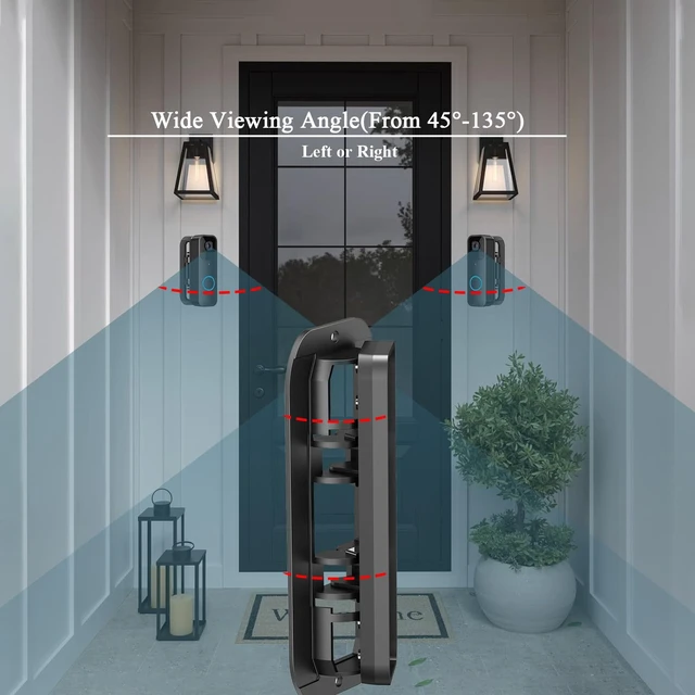 Alt view image 4 of 7 - Blink Video Doorbell Angle Mount, Adjustable 30° to 145° Corner Wedge Bracket for All-New Blink Doorbell Camera (1st & 2nd Gen), Anti-Theft Swivel Mounting Kit with Wide Viewing Range, Black