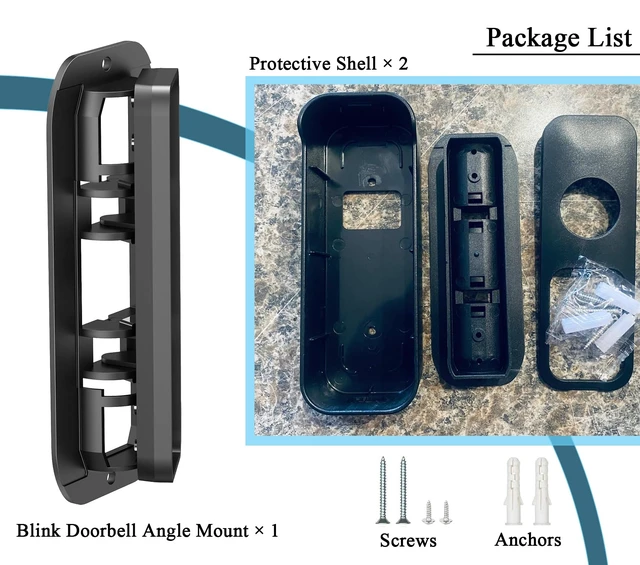 Alt view image 5 of 7 - Blink Video Doorbell Angle Mount, Adjustable 30° to 145° Corner Wedge Bracket for All-New Blink Doorbell Camera (1st & 2nd Gen), Anti-Theft Swivel Mounting Kit with Wide Viewing Range, Black