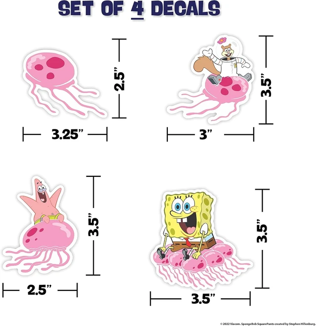 Alt view image 4 of 7 - Spongebob Squarepants Decals- Set of 10 Spongebob, Patrick Star, Plankton, Sandy Cheeks, Jellyfish Stickers for Kids and Adults - Vinyl Decals for Laptop, Tumbler, Water Bottle, Vehicles