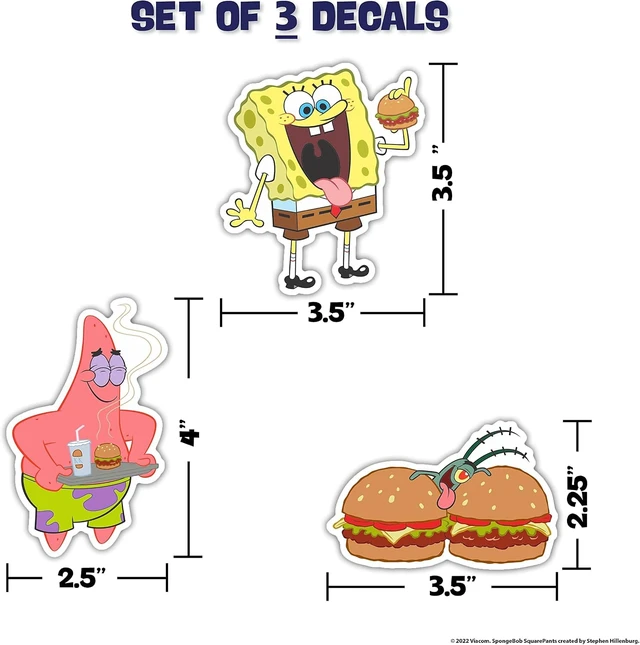 Alt view image 5 of 7 - Spongebob Squarepants Decals- Set of 10 Spongebob, Patrick Star, Plankton, Sandy Cheeks, Jellyfish Stickers for Kids and Adults - Vinyl Decals for Laptop, Tumbler, Water Bottle, Vehicles