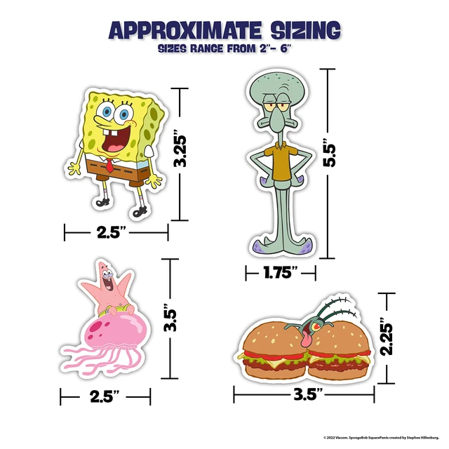 Alt view image 3 of 7 - Spongebob Squarepants Decals- Set of 10 Spongebob, Patrick Star, Plankton, Sandy Cheeks, Jellyfish Stickers for Kids and Adults - Vinyl Decals for Laptop, Tumbler, Water Bottle, Vehicles