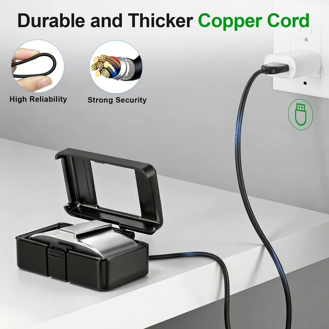 Alt view image 5 of 7 - Charger Compatible for Hume Band 1.0, Portable Safe Fast Charging Case Replacement Dock with USB Cable, Compact Nightstand Accessories for Travel Bag Desk Compatible for Hume Health Band 1.0