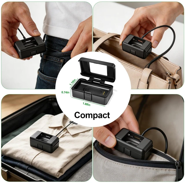 Alt view image 7 of 7 - Charger Compatible for Hume Band 1.0, Portable Safe Fast Charging Case Replacement Dock with USB Cable, Compact Nightstand Accessories for Travel Bag Desk Compatible for Hume Health Band 1.0