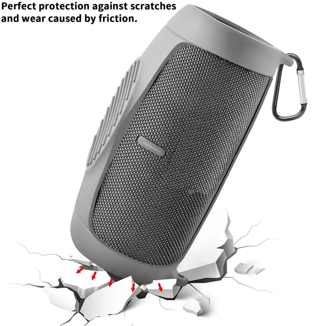 Alt view image 3 of 7 - Silicone Case Cover for JBL Charge 5 Portable Bluetooth Speaker Travel Gel Soft Skin,Waterproof Rubber Carrying Pouch with Strap (Grey)