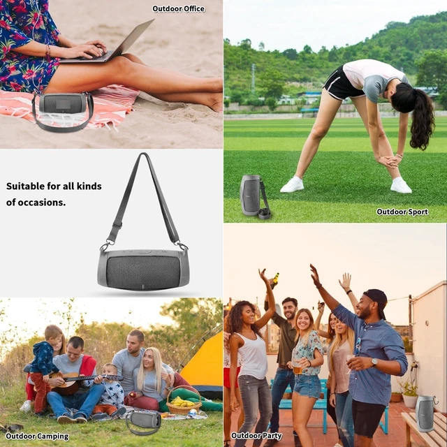 Alt view image 5 of 7 - Silicone Case Cover for JBL Charge 5 Portable Bluetooth Speaker Travel Gel Soft Skin,Waterproof Rubber Carrying Pouch with Strap (Grey)