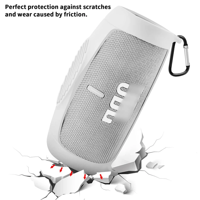 Alt view image 4 of 7 - Silicone Case Cover for JBL Charge 5 Portable Bluetooth Speaker Travel Gel Soft Skin,Waterproof Rubber Carrying Pouch with Strap (White)