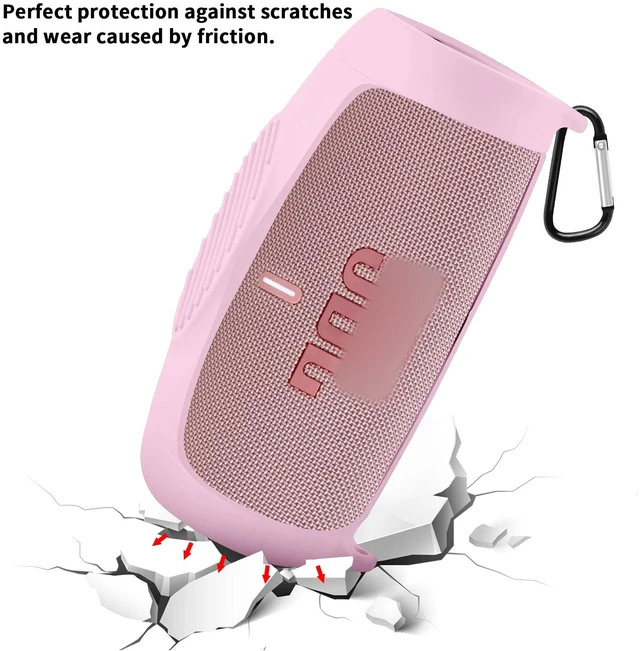 Alt view image 4 of 7 - Silicone Case Cover for JBL Charge 5 Portable Bluetooth Speaker Travel Gel Soft Skin,Waterproof Rubber Carrying Pouch with Strap (Pink)