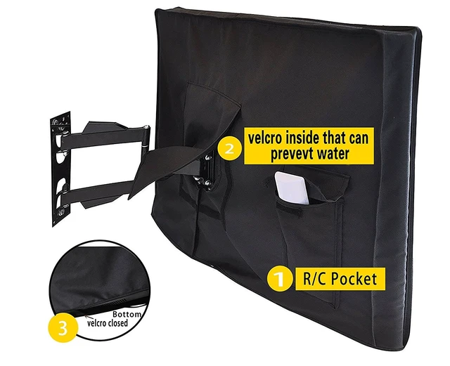 Alt view image 3 of 3 - Outdoor TV Cover, Waterproof Universal Protector for 40"-43'' LCD, LED, Compatible with Standard Mounts and Stands, Built in Remote Controller Storage Pocket, Black